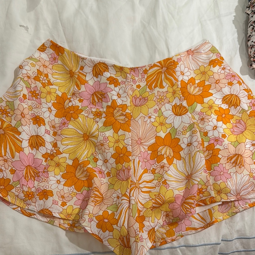 Altar'd State High Waist Orange and Pink Shorts